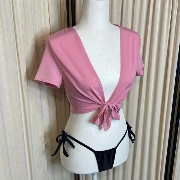 NWT- SEXY PINK SCHOOL GIRL TOP SIZE S/M - Picture 3 of 10